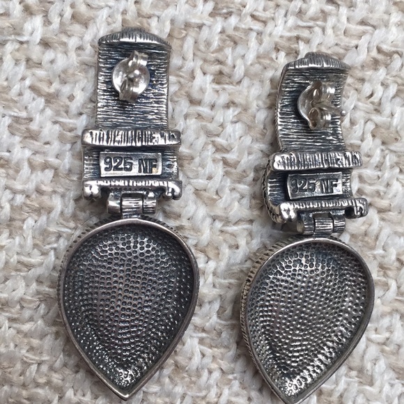 Sterling silver & and mother of pearl earrings 2” pierced earrings. Gorgeous! - Picture 3 of 4